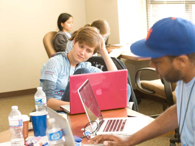 v.c.u. students working on laptops during creatathon