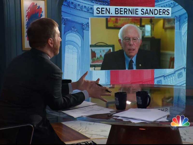 chuck todd speaking to bernie sanders on the t.v. program meet the press